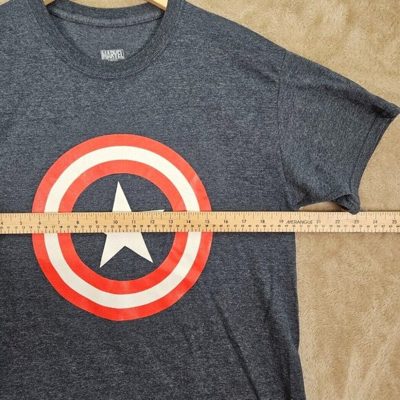 Marvel Captain America Shield Logo Graphic T-Shirt Superhero Unisex Size L Blue - Picture 4 of 10